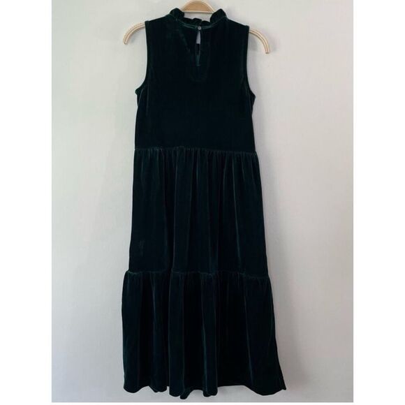 Women’s J. Crew Old Forest Green Velvet Sleeveless Midi Dress Size 4 / NWOT - Picture 6 of 8